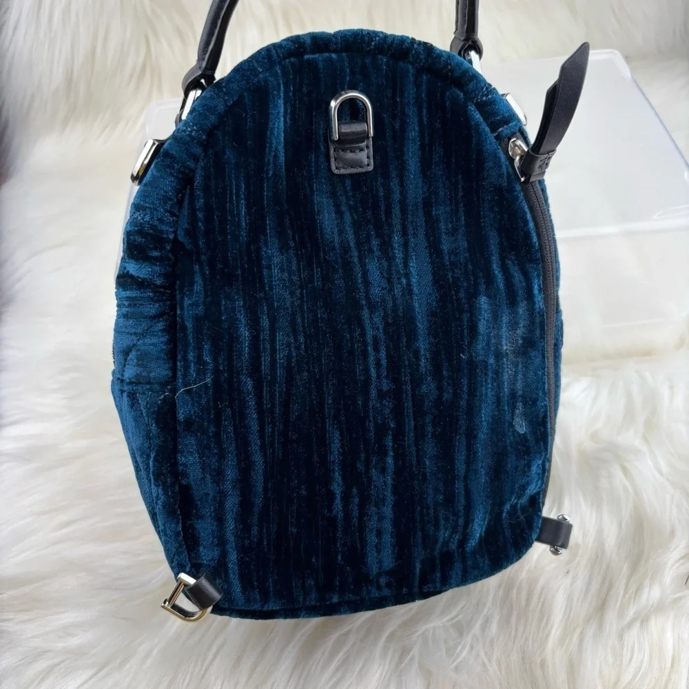Kate Spade Briar Lane Quilted Crushed Velvet mini Midnight Blue Backpack